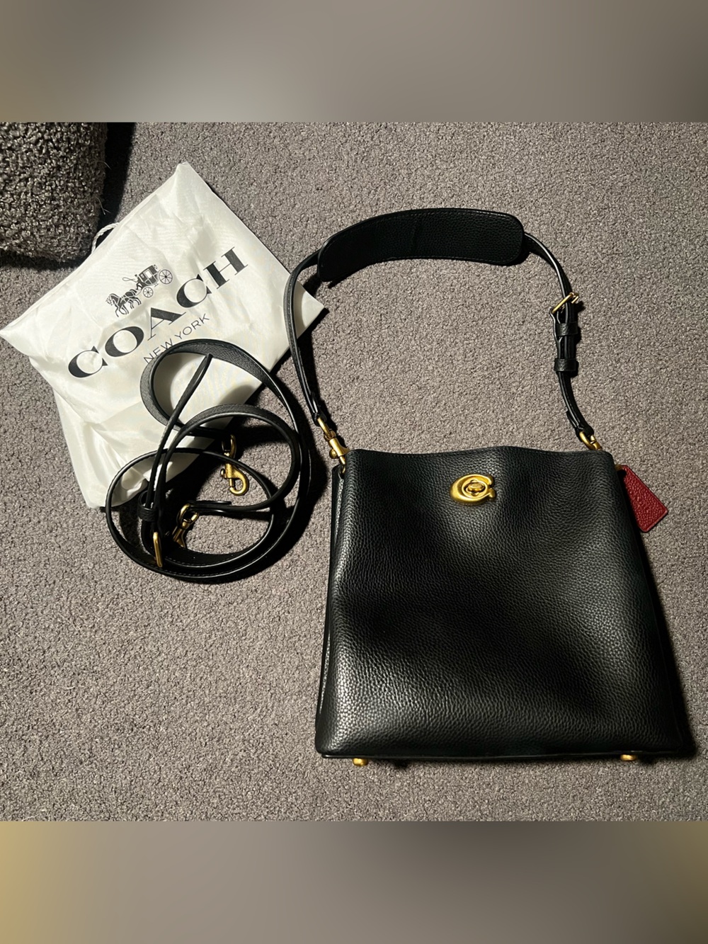 Coach Willow Small Black/Brass Leather Bucket Bag